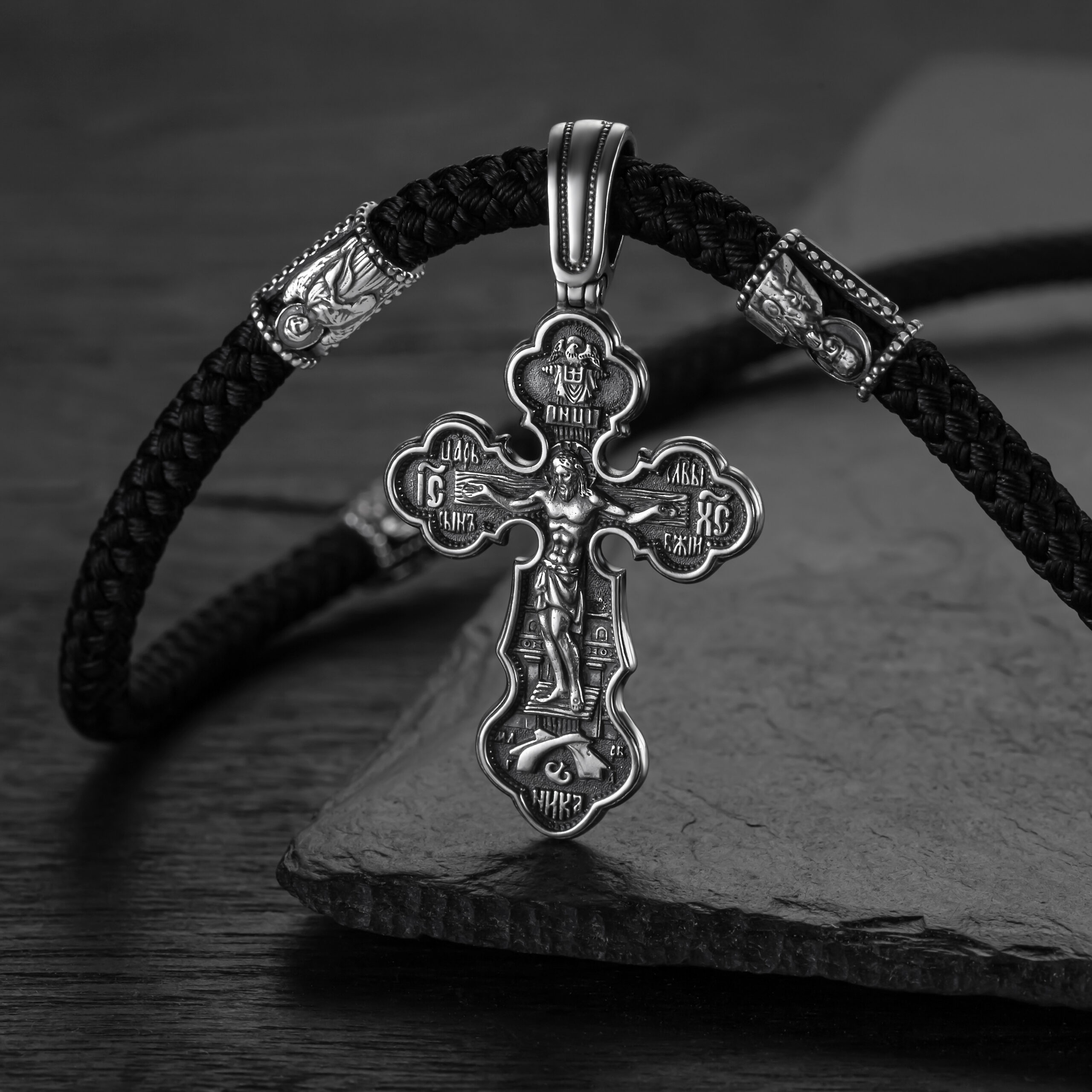 Натільний православний хрест зі срібла 925 проби на шнурку чоловічий - Зображення 4