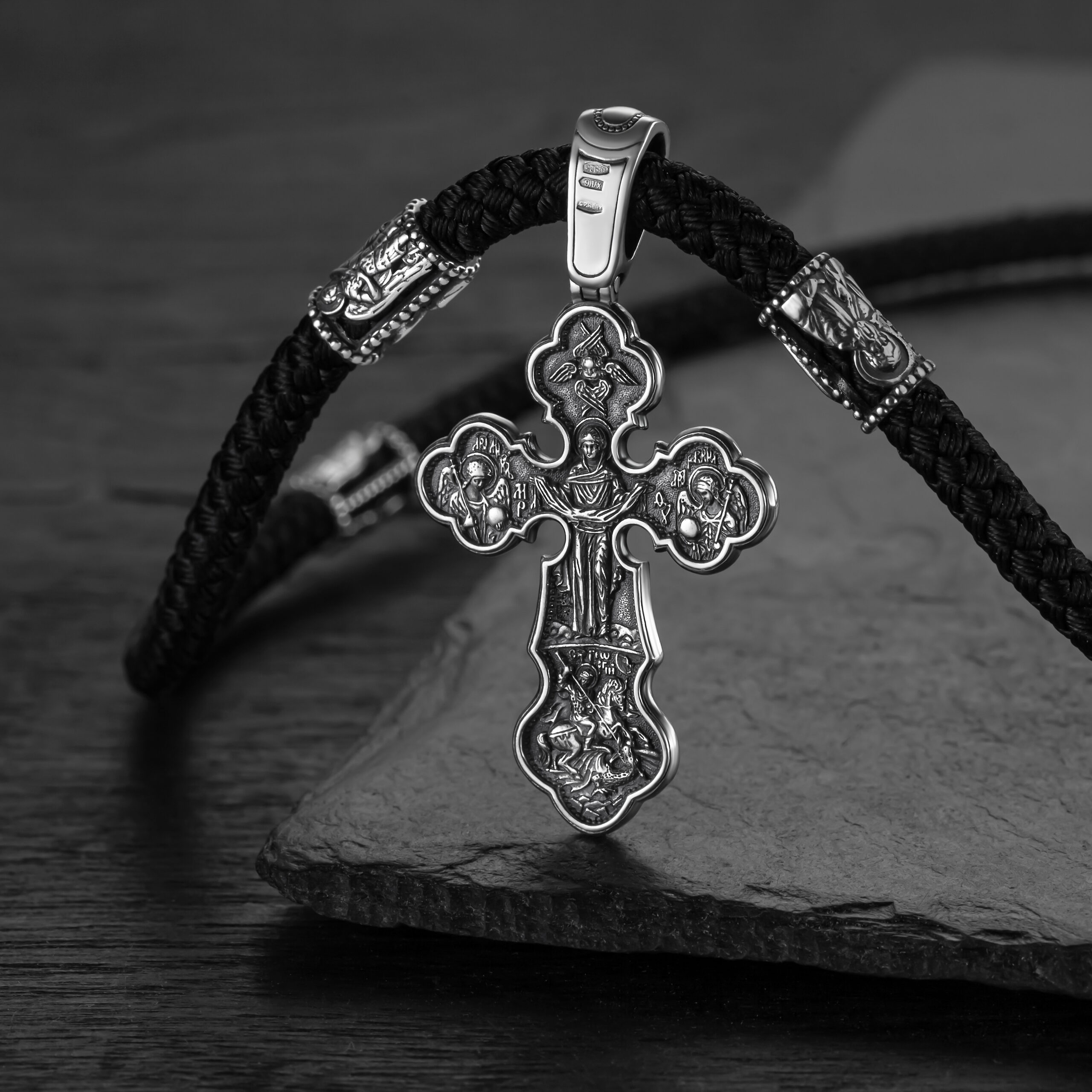 Натільний православний хрест зі срібла 925 проби на шнурку чоловічий - Зображення 5