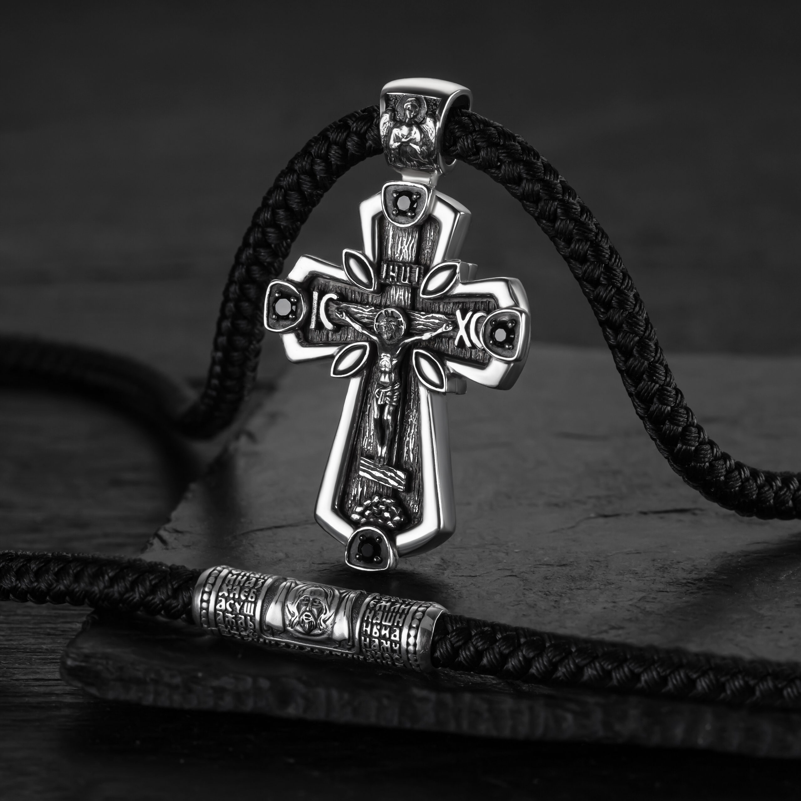 Натільний хрест зі срібла 925 проби на шнурку православний чоловічий - Зображення 3