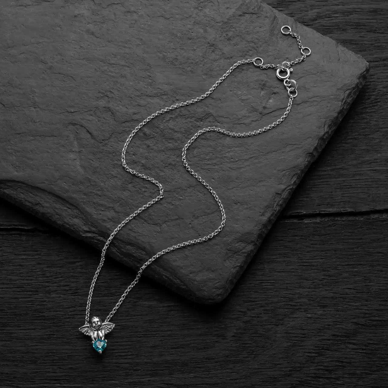 Жіночий ланцюжок з підвіскою «Чарівний Янгол» зі срібла 925 проби без позолоти